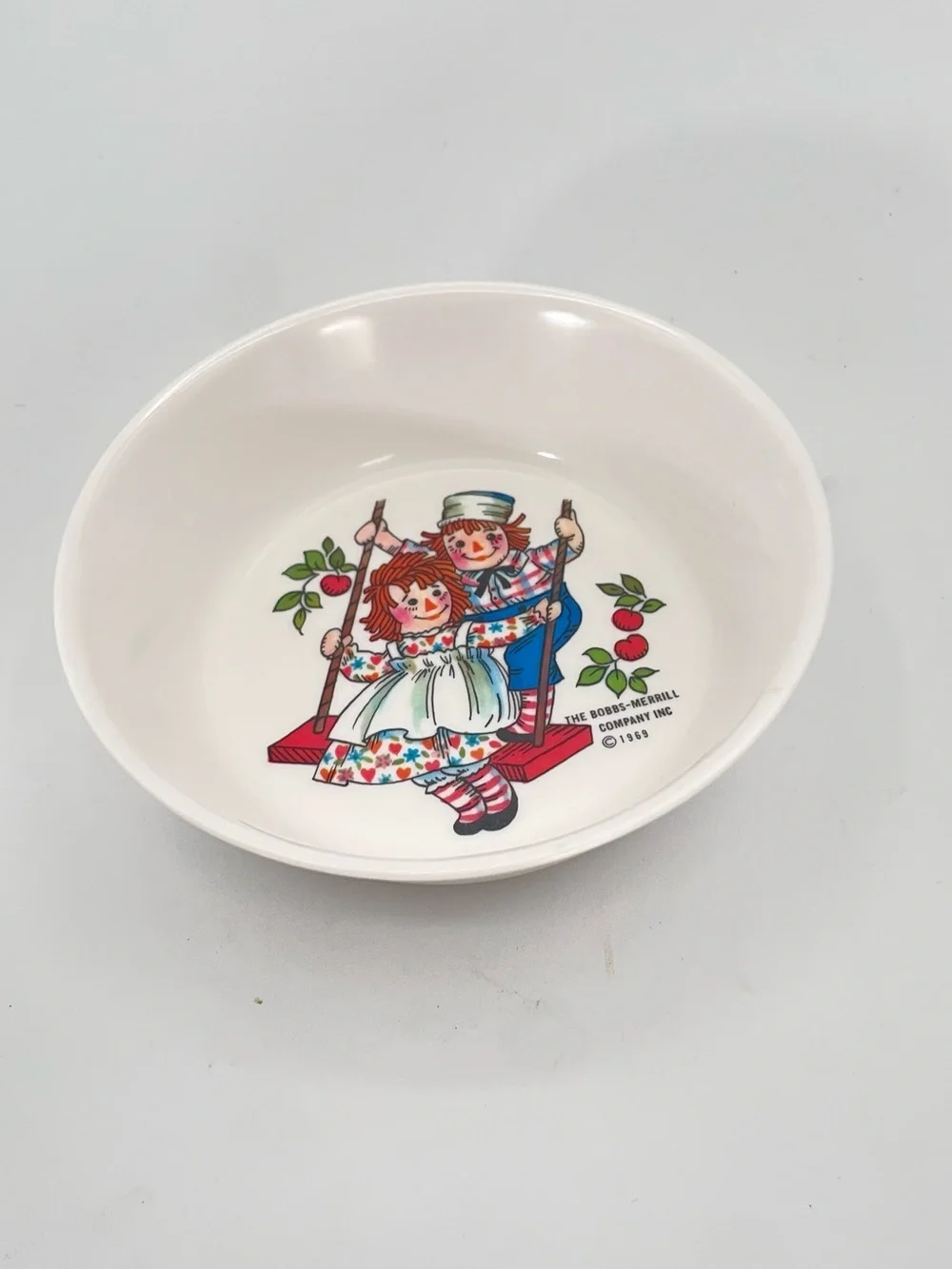 Vintage Oneida Deluxe Raggedy Ann & Andy 3 Pc Melamine Dinner Set 1969